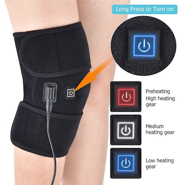 Värmeplatta för knä med magnetisk terapi, knämassagerare, vibrator, uppvärmd knäskydd, stöd för leder, fysioterapi för artros, smärtlindring, armbåge, ben