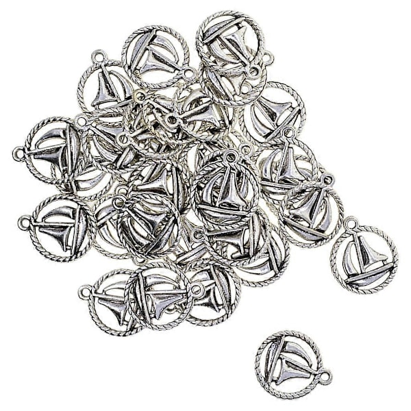 30-pack Segelfartygsformade Berlocker i Tibetansk Silver för Halsband Smyckestillverkning