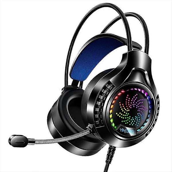 Stereo Gaming Headset til én PC 3.5mm LED Lys Ledningsført Over-Head Gamer Hovedtelefon med Mikrofon Lydstyrke Kontrol Spil Øretelefon black usb dual3.5mm