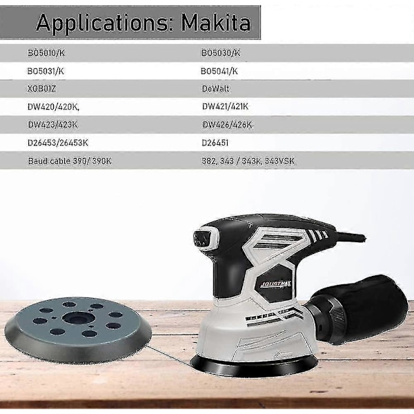 Makita Slibepude 125mm 8 Hullers Slibeskive Makita Slibepude 5 Tommer (sort)