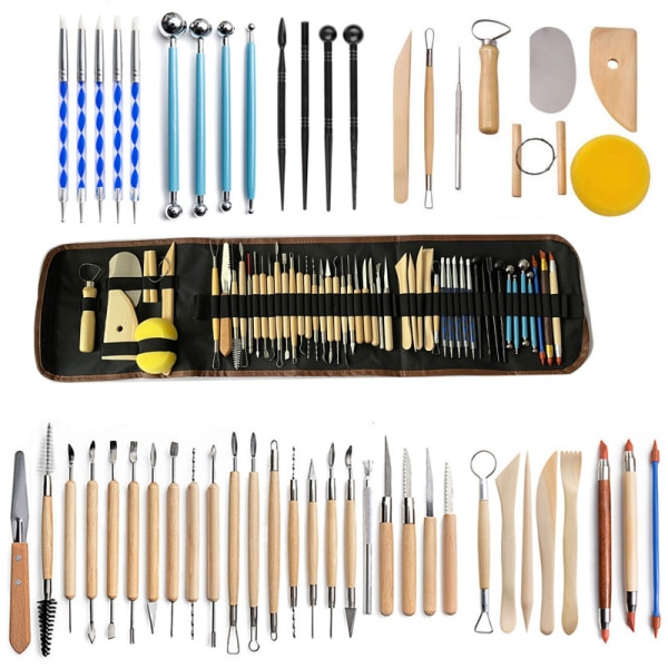 Set med 51 lerverktyg Metallhuvud Keramiksnideri verktygssats