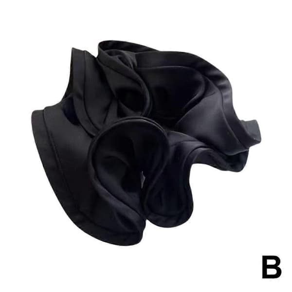 14CM Dame Stor Hårstrikk Hestehale Elastisk Hårbånd Bobble Silke Sateng Black
