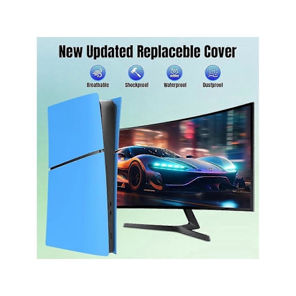 Slim Digital Edition Skyddsplattor för Nya PS5 Slim Konsolen, Skalpaneler Kompatibla med Nya Playstation 5 Slim Tillbehör Skyddande Ersättningsfront blue