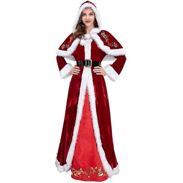 Plus Size Deluxe Fløjl Voksen Julekostume Cosplay Par Santa Claus Tøj Fancy Dress Juleuniform Dragt Til Mænd Kvinder red  man xxxl