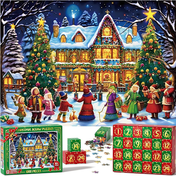 Gränsöverskridande Adventskalender 24 Dagar Julnedräkningskalender Thanksgiving Julgåva 2023 Julpussel c