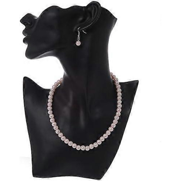 Elegant 7-8mm Rund Freshwater Pearl Halskæde Armbånd Og Øreringe Smykkesæt Til Kvinder Og Piger