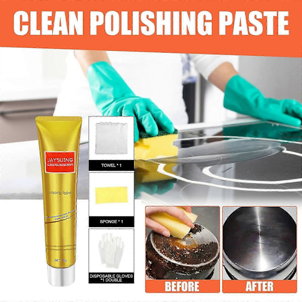 Jaysuing Metal Polishing Paster Keittiö Monitoiminen Ruostumaton Teräs Kattila Ruosteenpoisto Tahranpoisto Kiillotuspuhdistin - 10g