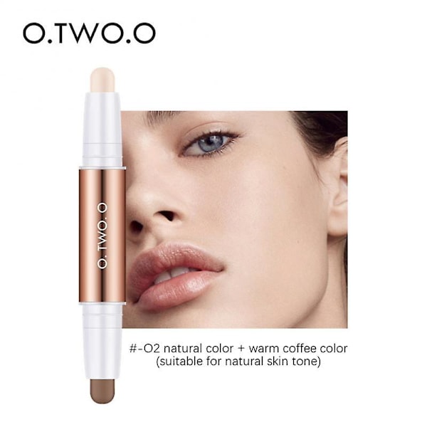 O.two.o 3d dobbelt-hoved makeup highlighter V-ansigts concealer contouring bronzers highlighters pen kosmetisk makeup contour stick natural warm coffee