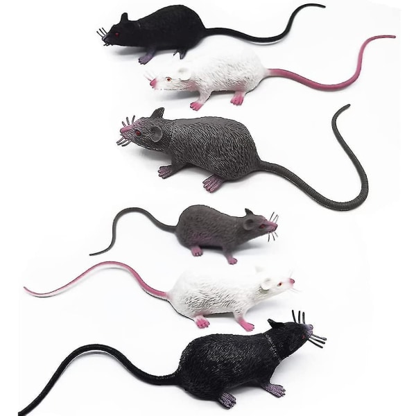 Set med 6 realistiska råttleksaker, falska råttamodellleksak i plast, Entertai