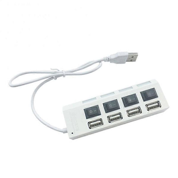 RYRA USB 2.0 Hub USB Hub 2.0 Multi USB Splitter Hub Brug Strømadapter 4/7 Port Multiple Expander 2.0 USB Hub med Switch til 4 port white