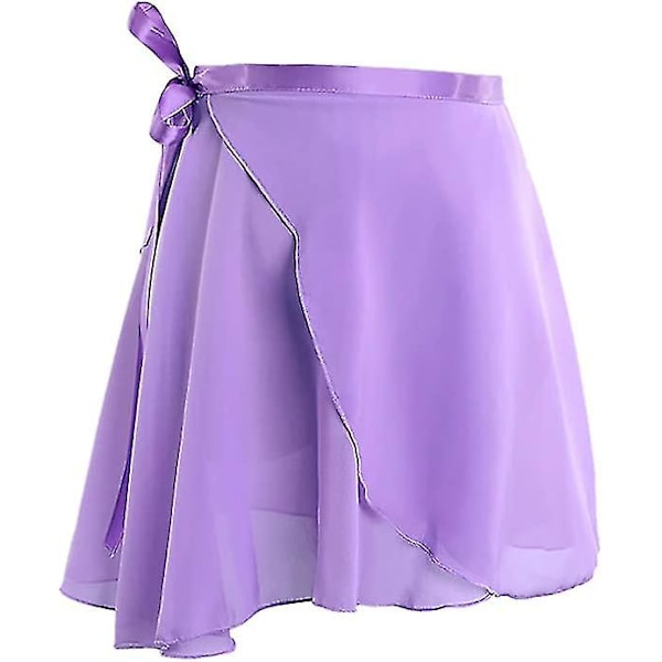 Jente Chiffon Wrap Skjørt Ballett Skjørt Sheer Danse Skjørt purple xl