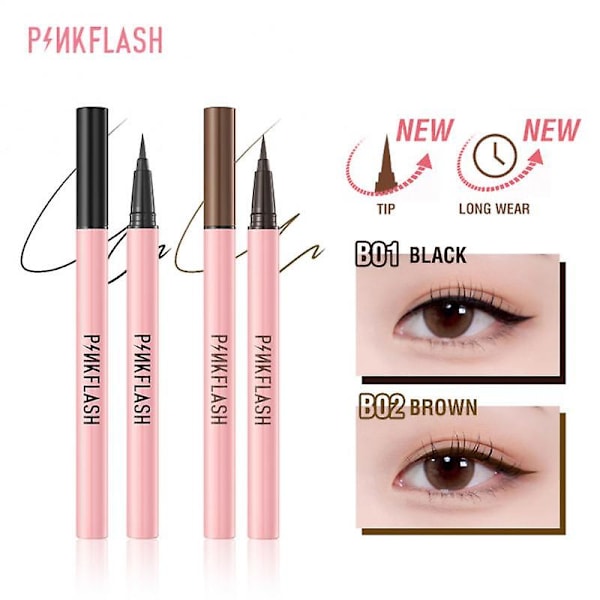 Pinkflash Doublejoy Hypersharp Hurtigtørrende Vandtæt Sort Flydende Eyeliner Til Perfekt Langtidsholdbar Eyeliner Blyant Makeup