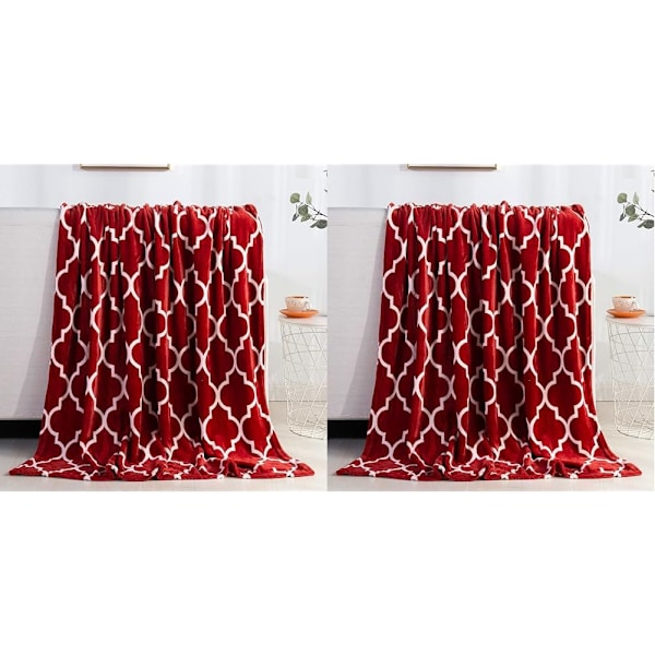 Elegant og komfortabel luksuriøs fløyelsmyk juletrykt fleecepledd four leaf clover red 50 in x 60 in (pack of 2)