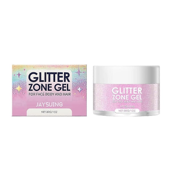 Jaysuing Glitter Gel Ball Party Carnival Three-Dimensional Highlight Natural Shine Facial Body Gel - Neon Red 30G