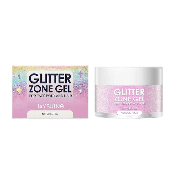 Jaysuing Glitter Gel Ball Party Carnival Tredimensjonalt Høydepunkt Naturlig Glans Ansikts- og Kroppsgel - Neonrød 30G
