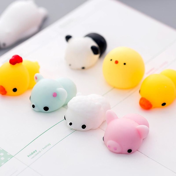 Slumpa 10 st Söta Djur Mochi Kläm Leksaker Mini Mjuk Kläm Leksak Fidget Hand Leksak För Barn Present