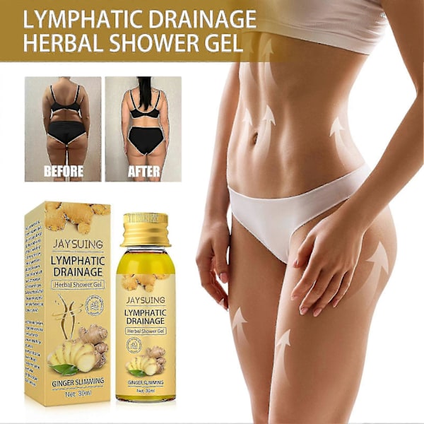 Jaysuing 30ml örtbaserad ingefära duschgel lymfatisk dränage bantning formning främja ämnesomsättning -4188202245330