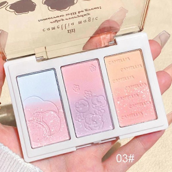 3 Farve Konturpulver Palette Tredimensionel Oplysende Skygge Næseskygge Blush Højlys Kontur Makeup Kosmetik