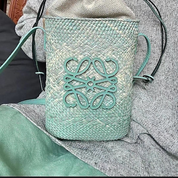 2024 Ny Väska Halmväska Handvävd Damväska Hinkväska Axelväska Messenger Bag Liten Väska Sommar blue