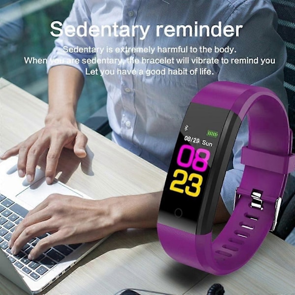 115Plus M5 Smart Armband Sport Stegräknare Klocka Fitness Löpning Promenadspårare Hjärtfrekvens Stegräknare Smart Band för IOS Android black