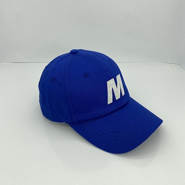 Hat Women's Simple M Letter Embroidery Soft Top Casual Wild Baseball Cap Men(Blue)