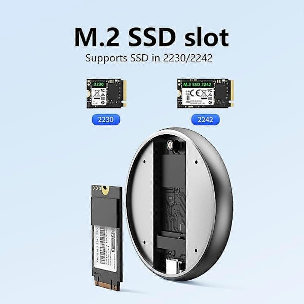 Magnetisk M.2 2230/2242 NVMe SSD-kabinett Magsafe SSD-etui USB C 3.2 Gen2 til NVMe PCI-E for iPhone 15 Pro Max ProRes MacBook
