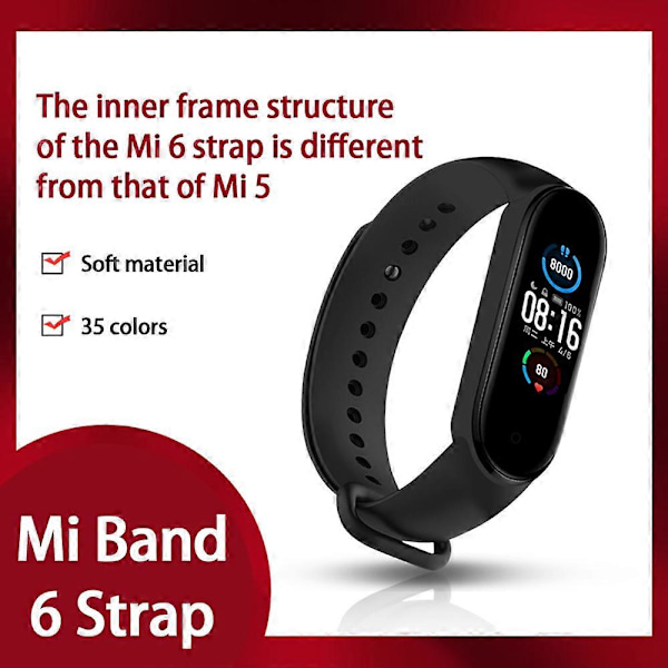 Urremme til Mi Band 6 Armbånd Silikon Håndled Miband 6 Udskiftning dark gray