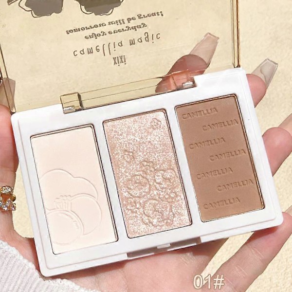 3 Farve Konturpulver Palette Tredimensionel Oplysende Skygge Næseskygge Blush Højlys Kontur Makeup Kosmetik