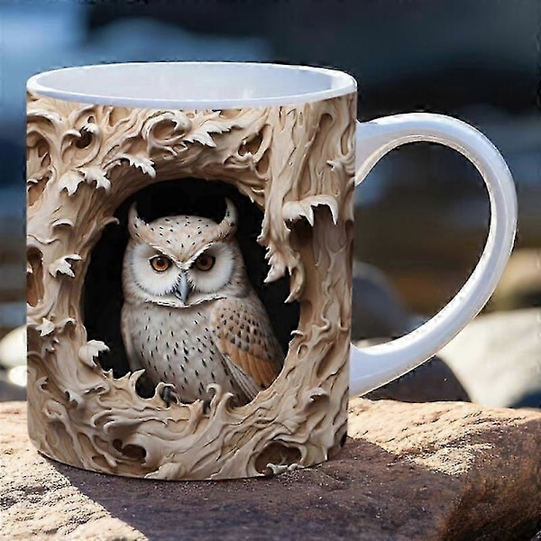 3D Ugle Keramisk Kaffe Krus, Te Kop, Sødt Knækket Væg Mønster