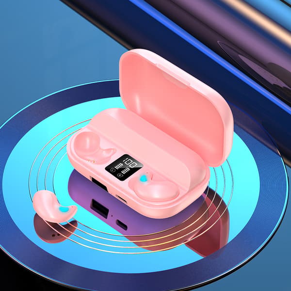 X57 Bluetooth-hovedtelefoner med benledning, designet til søvn, digitalt display, mini, støjreduktion pink