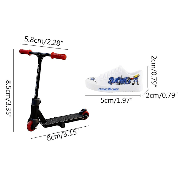 Finger Scooter med Fingerbyxor och Skor Fingerleksakssats Tillbehörspack red