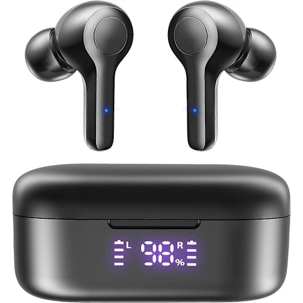 Bluetooth 5.3 Wireless Earbuds,Deep Bass Loud Sound Clear Call Noise Cancelling with 4 Microphones in-Ear Headphones with Wireless Charging Case Compa