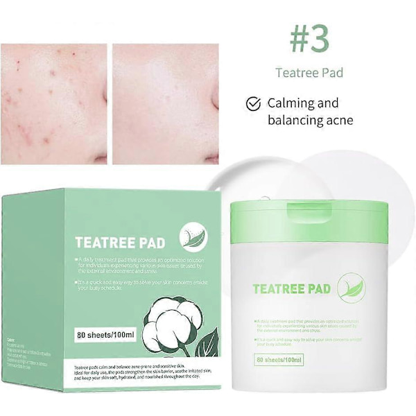Collagen Toner Pads, Runde Bomulds Toner Pads til Ansigtet, Fugtgivende Opklarende Toner Pads, Hudstrammende & Gendan Elasticitet teatree pad
