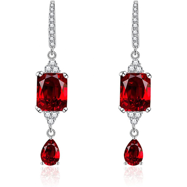 1 Par Øreheng med Dråpeformet Kunstig Diamant Vintage Lang Dråpeformet Øreheng Daglig Bruk Fest Rød