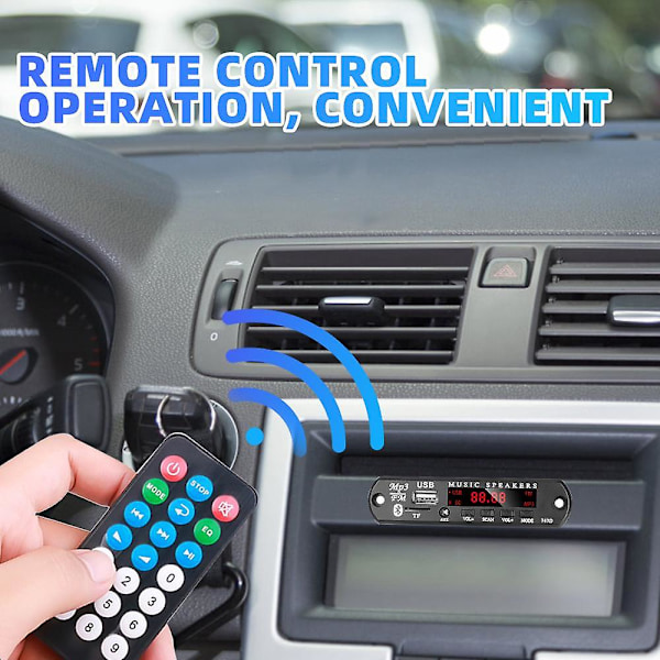 Bil MP3 Dekoderkort Bluetooth Bil MP3 Forstærker 5V 12V USB FM TF Radio Lydmodul Fjernbetjening