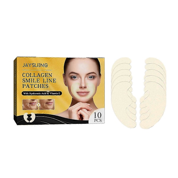 Jaysuing Collagen Smile Pattern Patch Ansiktsmunnhörnsmönster Stramande Hudvårdande Limbandage - 10 st