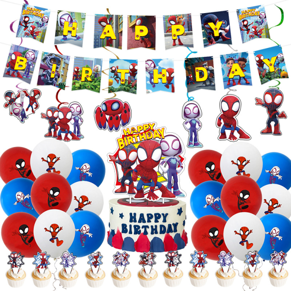 Spider-Man och hans fantastiska vänner engångspapperstallrik set Ballongdekorationer Festtillbehör