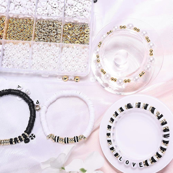 Armbåndsfremstillingskit Venskab Guldperler Lerperler Smykker & Armbåndsfremstillingskit til Teen Piger Charm Armbåndsfremstiller Sæt med Bogstavperler Kit til Te