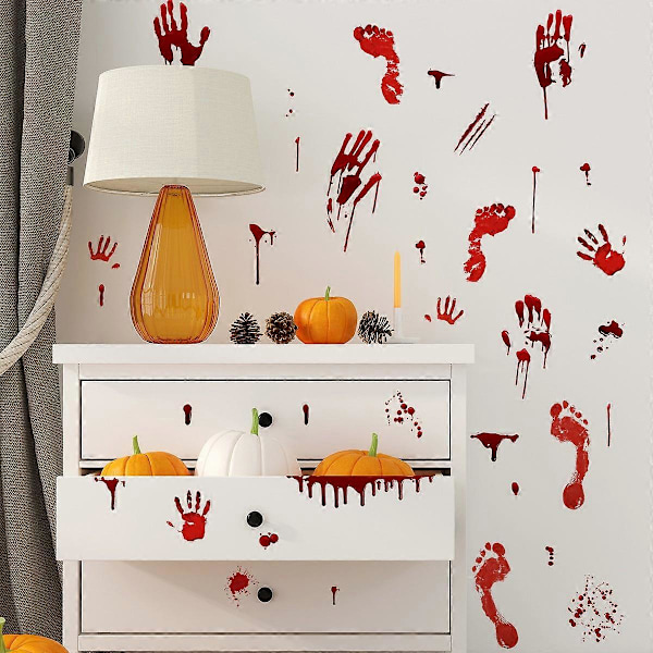 Halloween Handavtryck Fotavtryck Halloween Bakgrund Dekorativa Väggdekaler Vardagsrum Sovrum Heminredning Väggdekaler Semesterprydnader FLY7