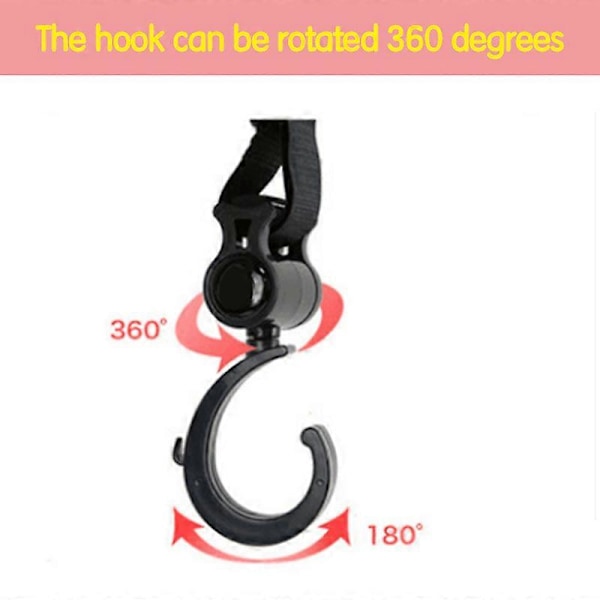 2 stk Baby Hanger Baby Bag Vogn Kroker Barnevogn Roterer 360 Grader Baby Bil Tilbehør Vogn Organizer Vogn Tilbehør
