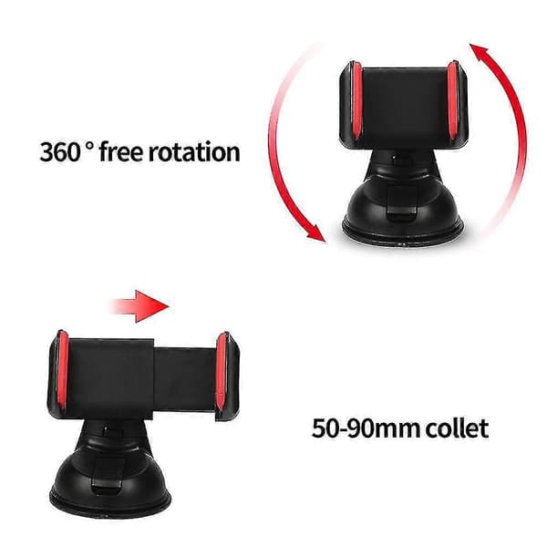Mobiltelefonholder for bil - Dashbord og frontrutefeste black red