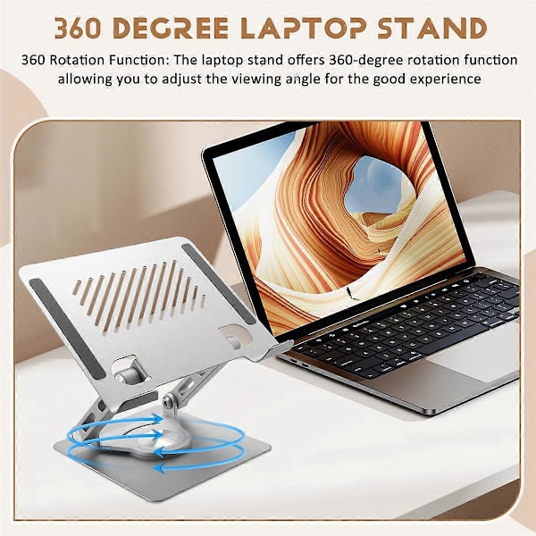 360 Graders Rotationsbart Laptopställ Ergonomiskt Lyftställ Surfplatta Ställ Kylställ Roterbart Surfplatta Skrivbordsställ