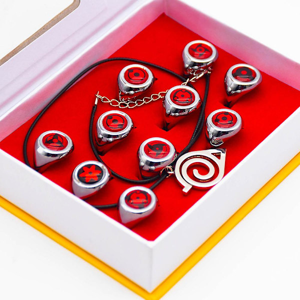10 stk. Anime Naruto Sharingan Ringe Action Figur Cosplay Tilbehør Metal multi-color