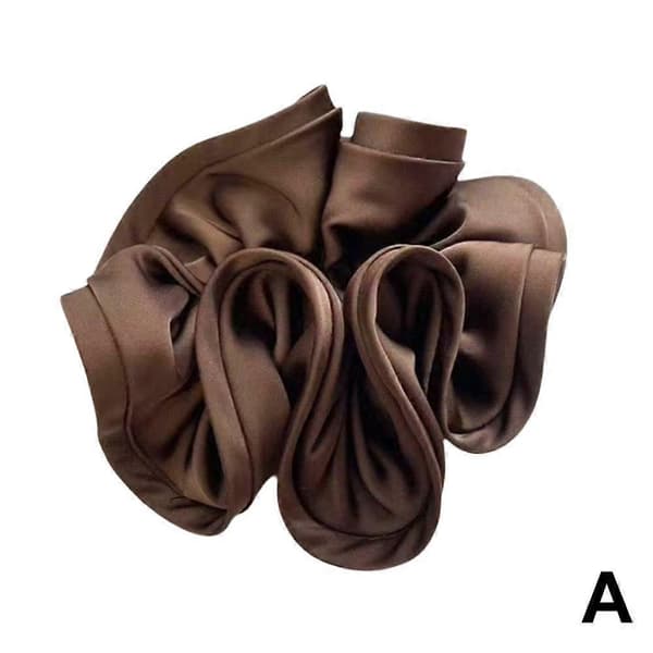 14CM Dame Stor Hårstrikk Hestehale Elastisk Hårbånd Bobble Silke Sateng Coffee
