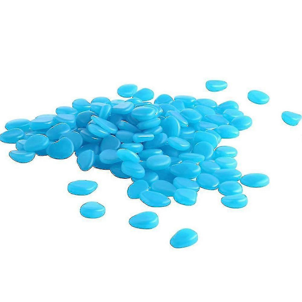 200 stk. Plastik Lysende Sten - Lysende Sten Lyseblå