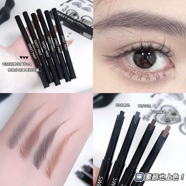 Let at fjerne makeup, glat og langtidsholdbar farve øjenbrynspen gray