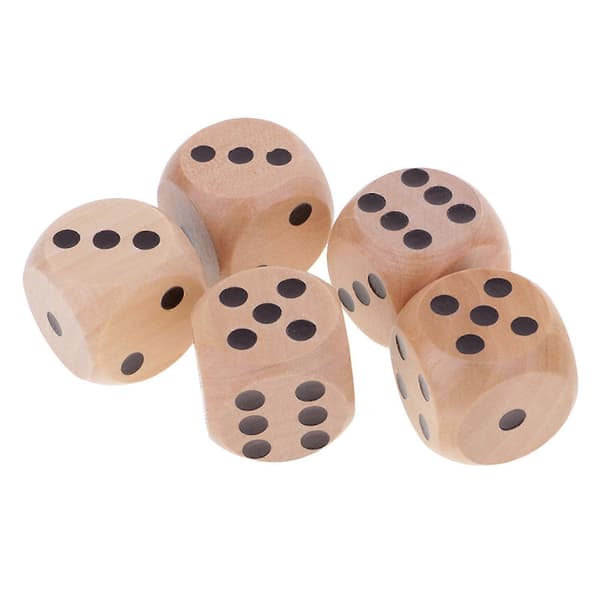 2x5 Styk/Sæt 3cm Træ Terninger D6 Sekssidede Prikkede Terninger til D&D TRPG Legetøj Sort