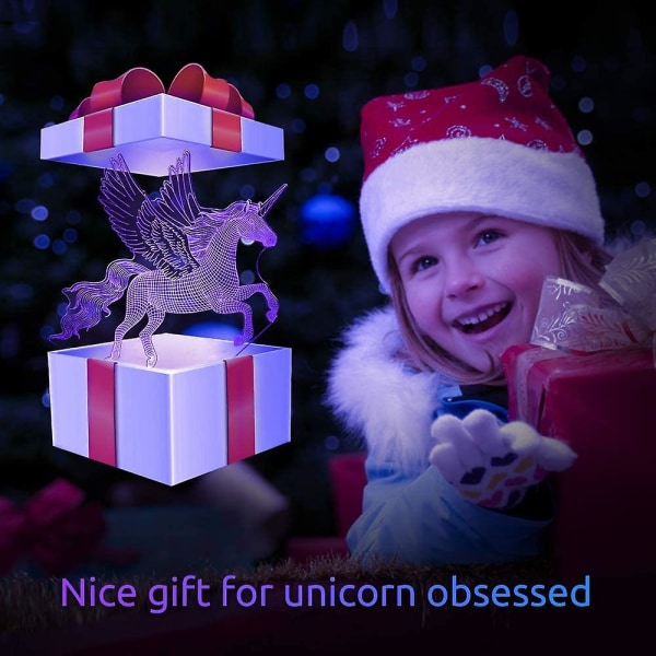 Unicorn presenter för flickor Leksaker - 3d Illusion Lampa Barn Nattljus