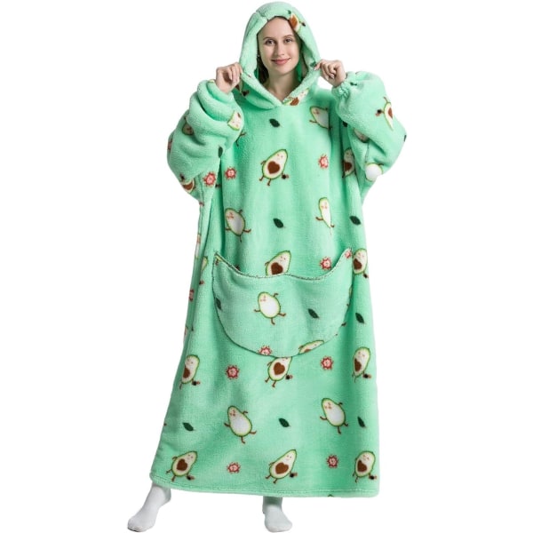 Oversized hoodiefilt för kvinnor Vuxna Oversized Wearable Hoo Avocado Green-extra Long