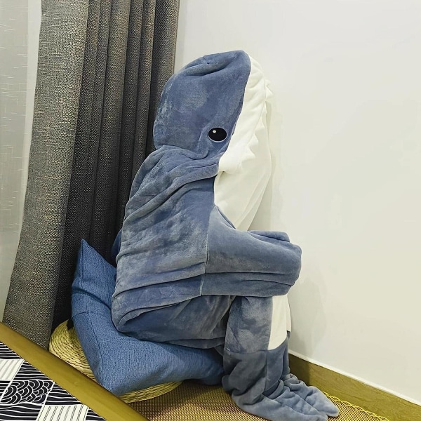 Shark Blanket Hoodie Mysig bärbar fleece-plädfilt L